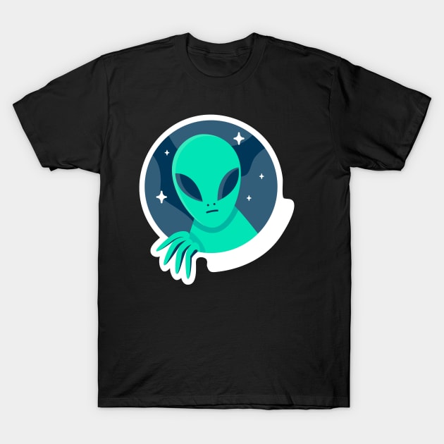 Cute Alien Face Coming From Stars - Amazing Art Of Peace T-Shirt by mangobanana